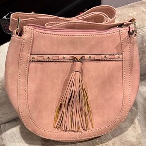 No Boundaries Pink Crossbody Bag with Tassel